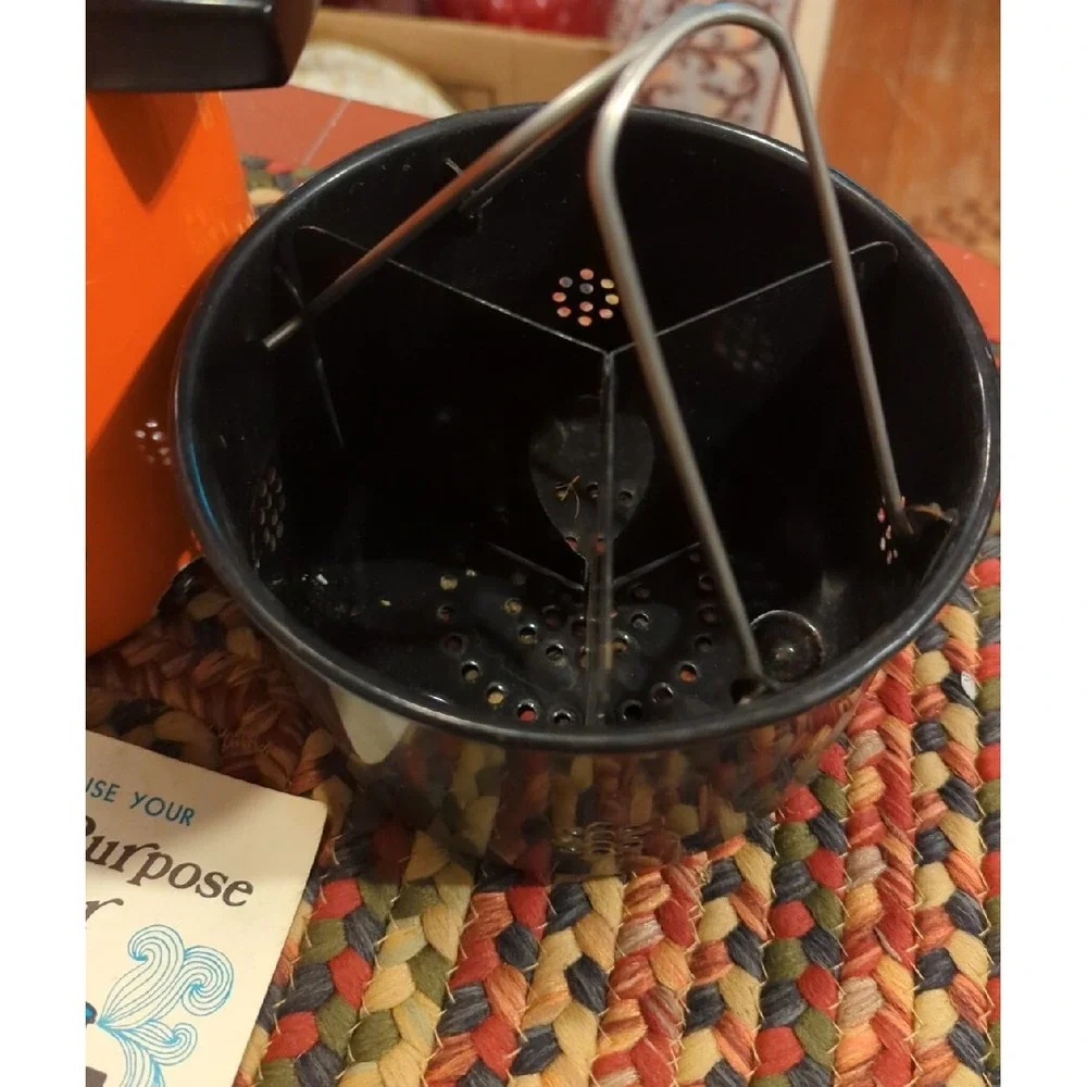 MID CENTURY Burnt Orange Multi Purpose Enamel Stovetop Cooker With Insert Basket